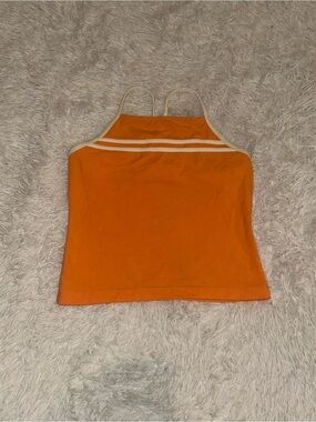 Y2K Prospirit bright Orange Slim-Strap Camisole with white Trim